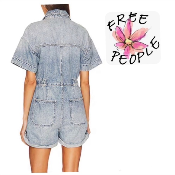 We the Free, XL, Denim Romper, Shirttails, Free People, Light Marrakesh, NWT! - Picture 10 of 14